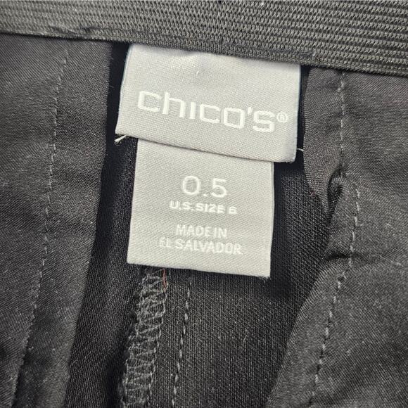 Chicos 0.5 (6) black cropped pull on pants stretch career casual comfort EUC - Picture 4 of 8